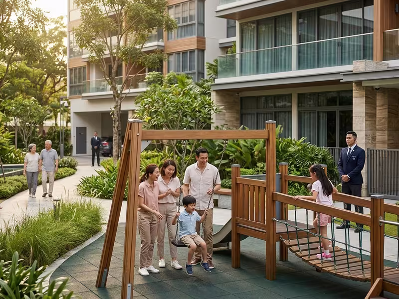 Familia segura en residencial premium
