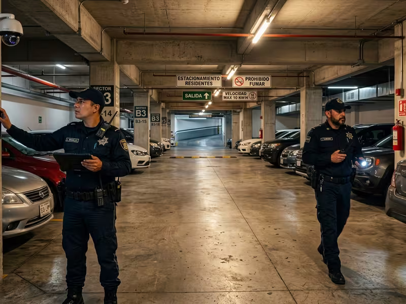 Caseta y acceso vigilado en Coyoacán